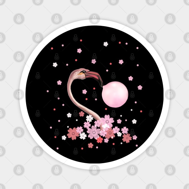 Pink Flamingo and bubblegum Magnet by Collagedream